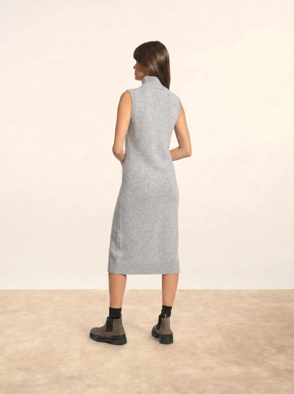 LOTTIE kleid stehkragen ärmellos wolke meliert