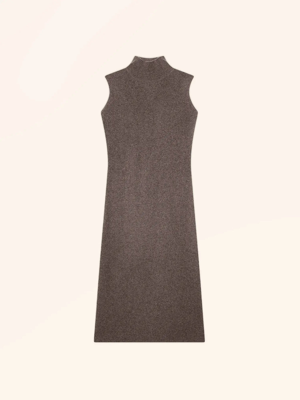 LOTTIE kleid stehkragen ärmellos taupe meliert