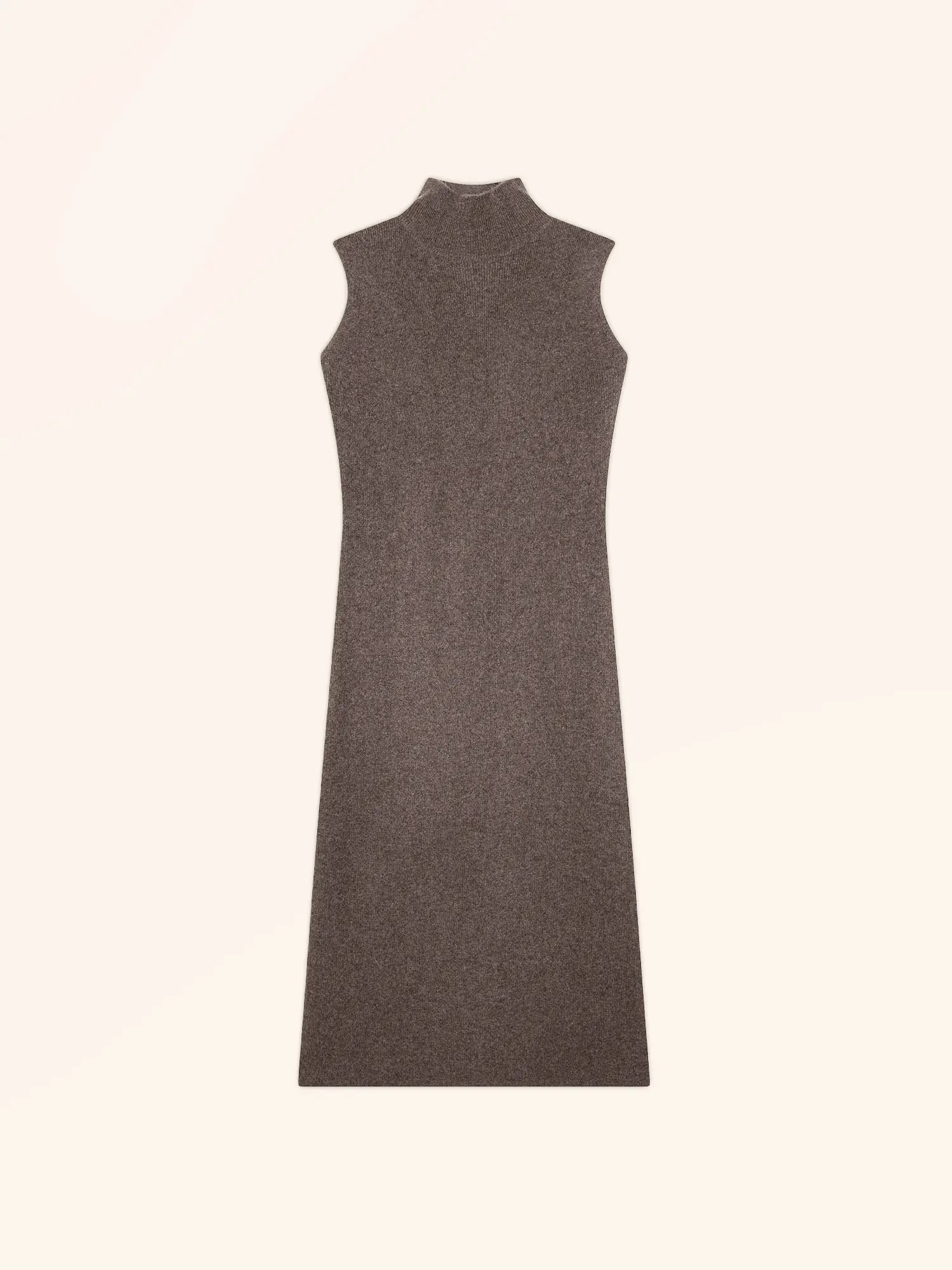 LOTTIE kleid stehkragen ärmellos taupe meliert