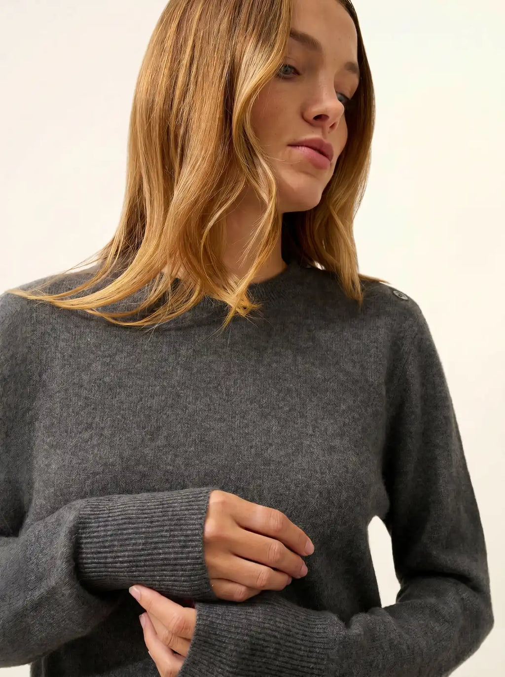 JEANNE pullover rundhalsausschnitt marine anthrazit meliert