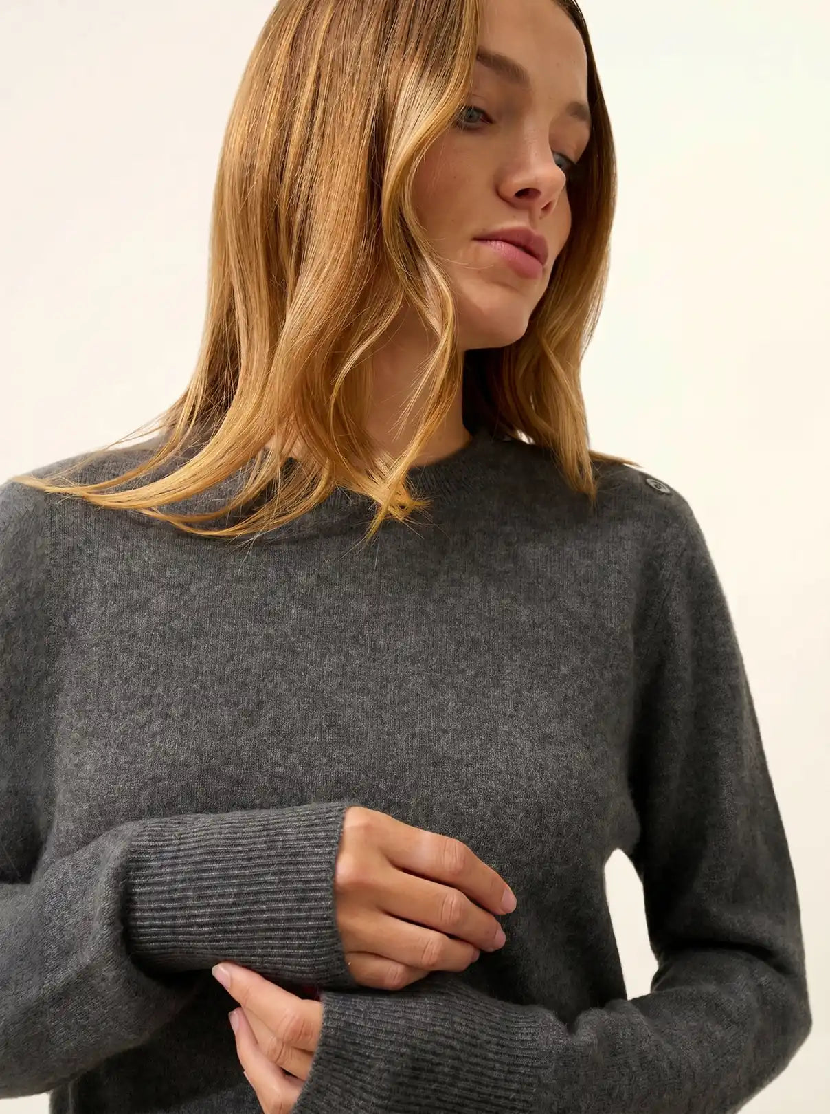 JEANNE pullover rundhalsausschnitt marine anthrazit meliert