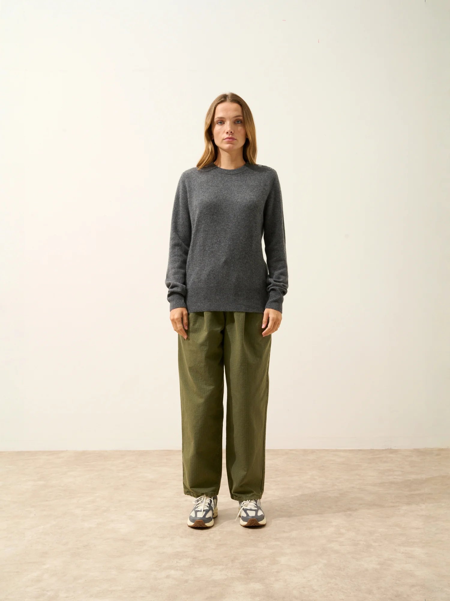 JEANNE pullover rundhalsausschnitt marine anthrazit meliert