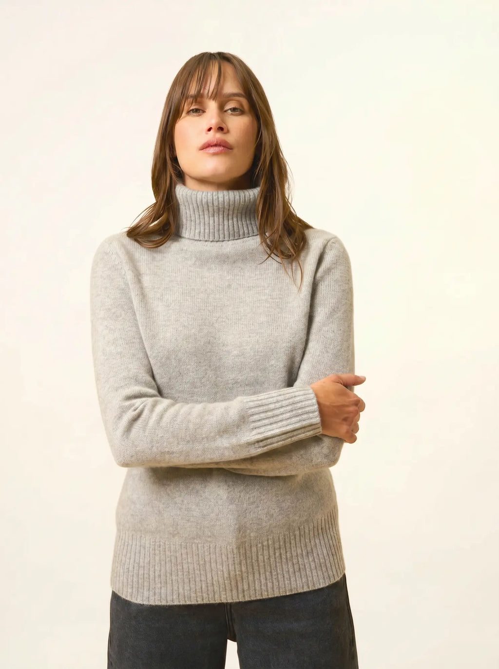 LUCIE pull col roulé 4 fils nuage chiné