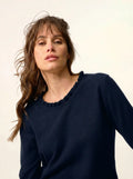 CHARLIE pullover stehkragen volant tropfen hinten marineblau