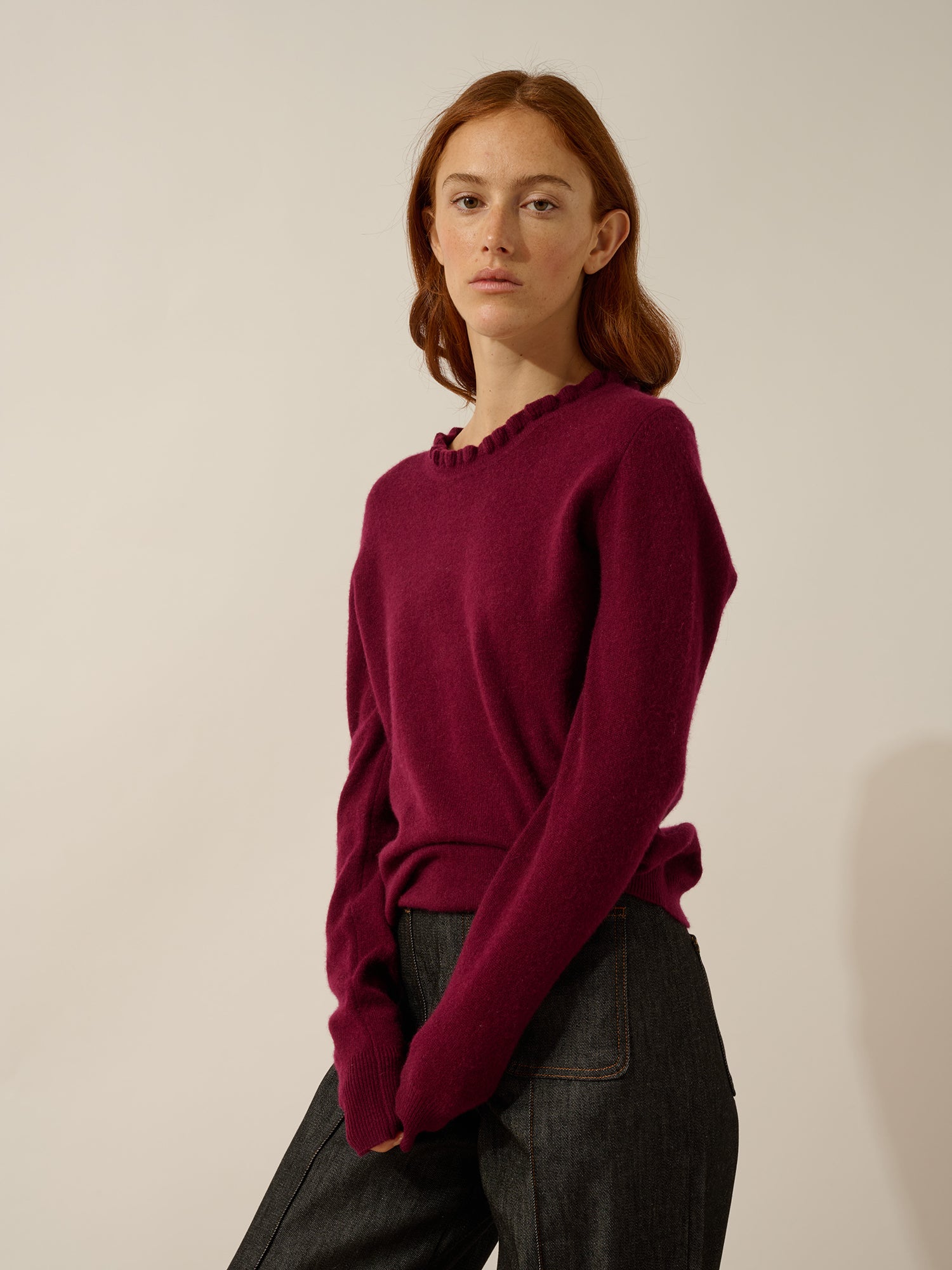 CHARLIE pull col montant bordeaux