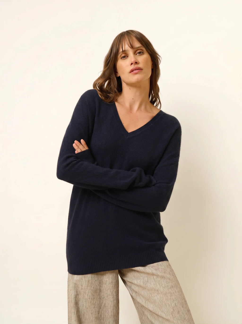 CAPUCINE pullover v-ausschnitt marineblau