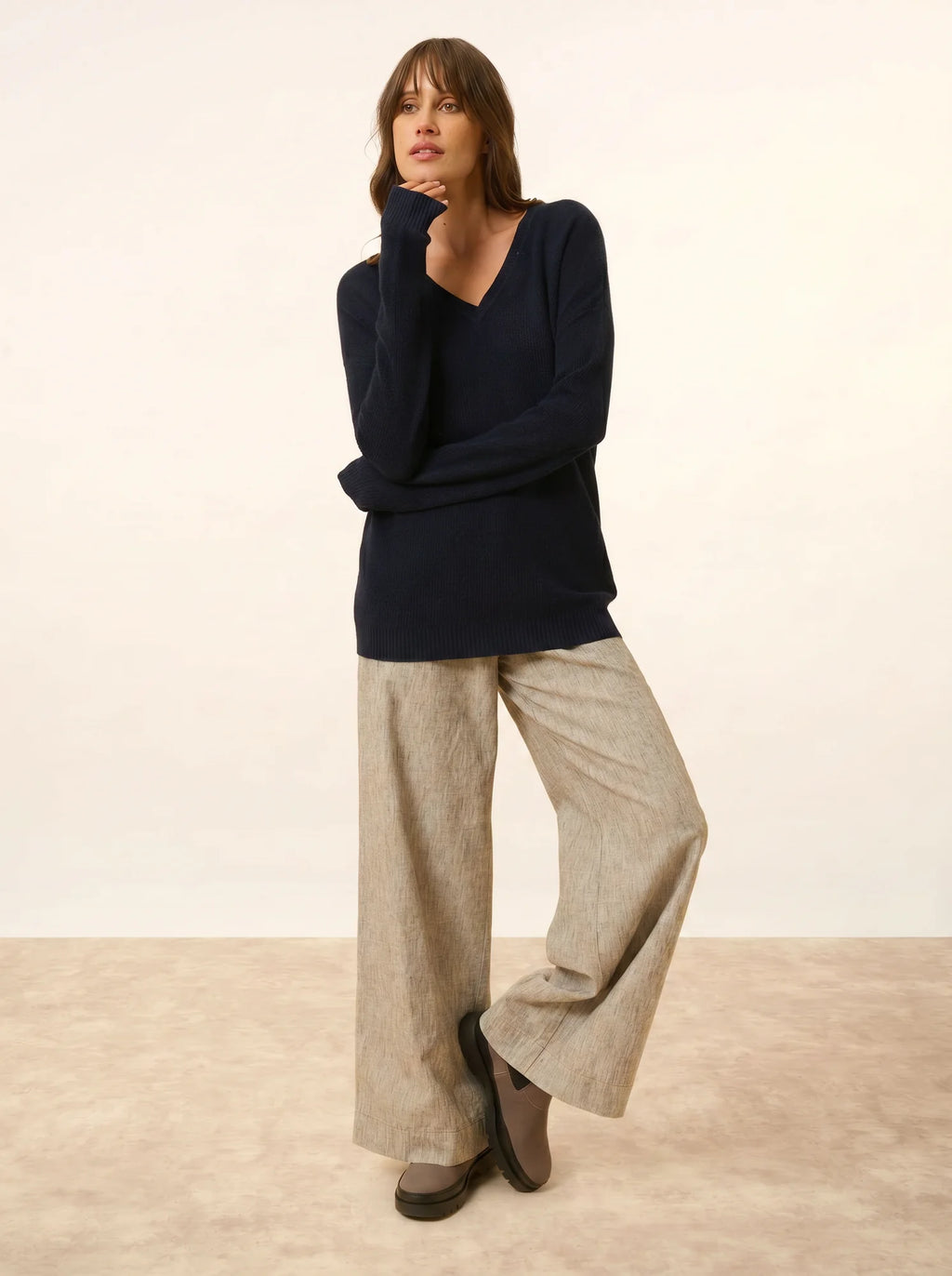 CAPUCINE pullover v-ausschnitt marineblau