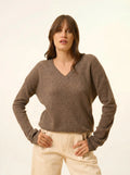 CAPUCINE pullover v-ausschnitt taupe meliert