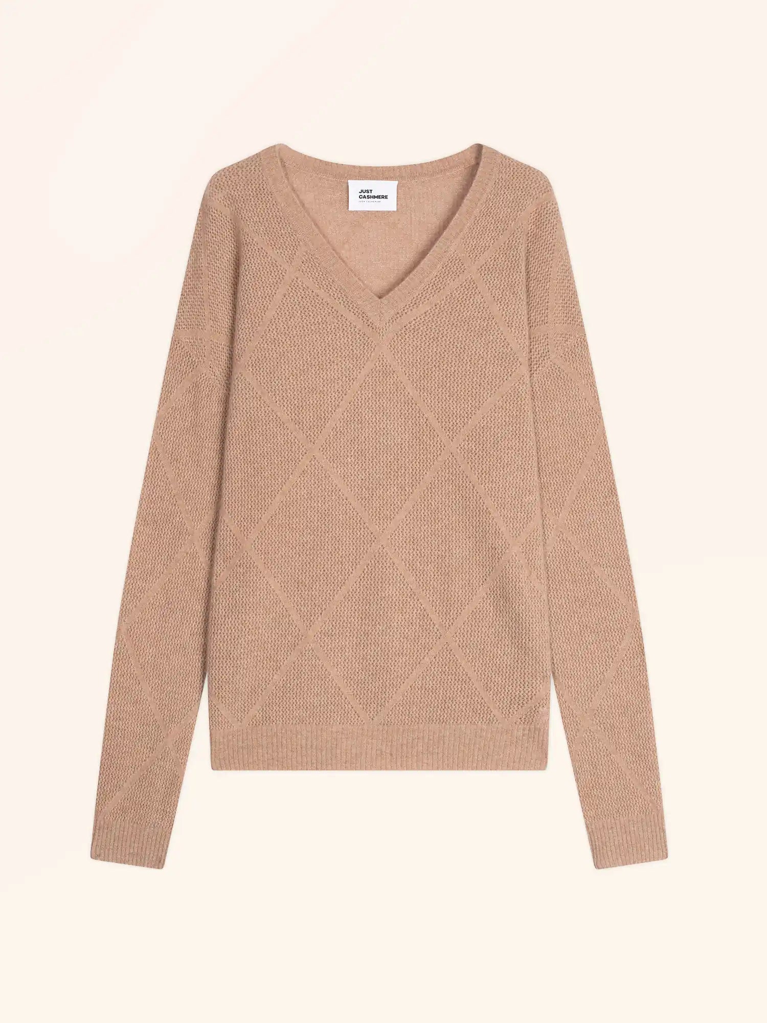 CAPUCINE pullover v-ausschnitt camel meliert