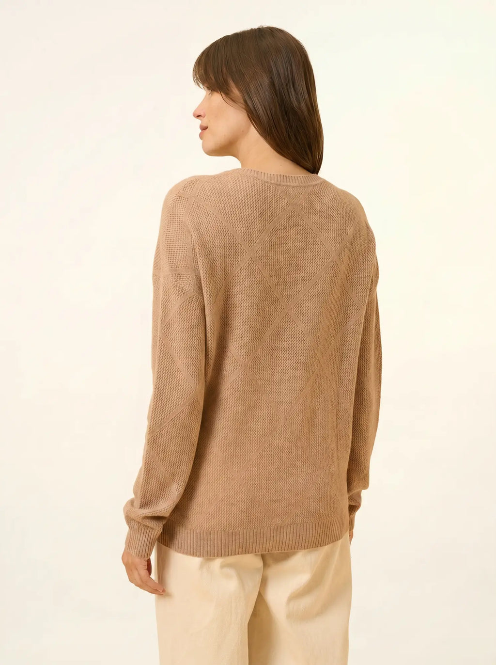 CAPUCINE pullover v-ausschnitt camel meliert
