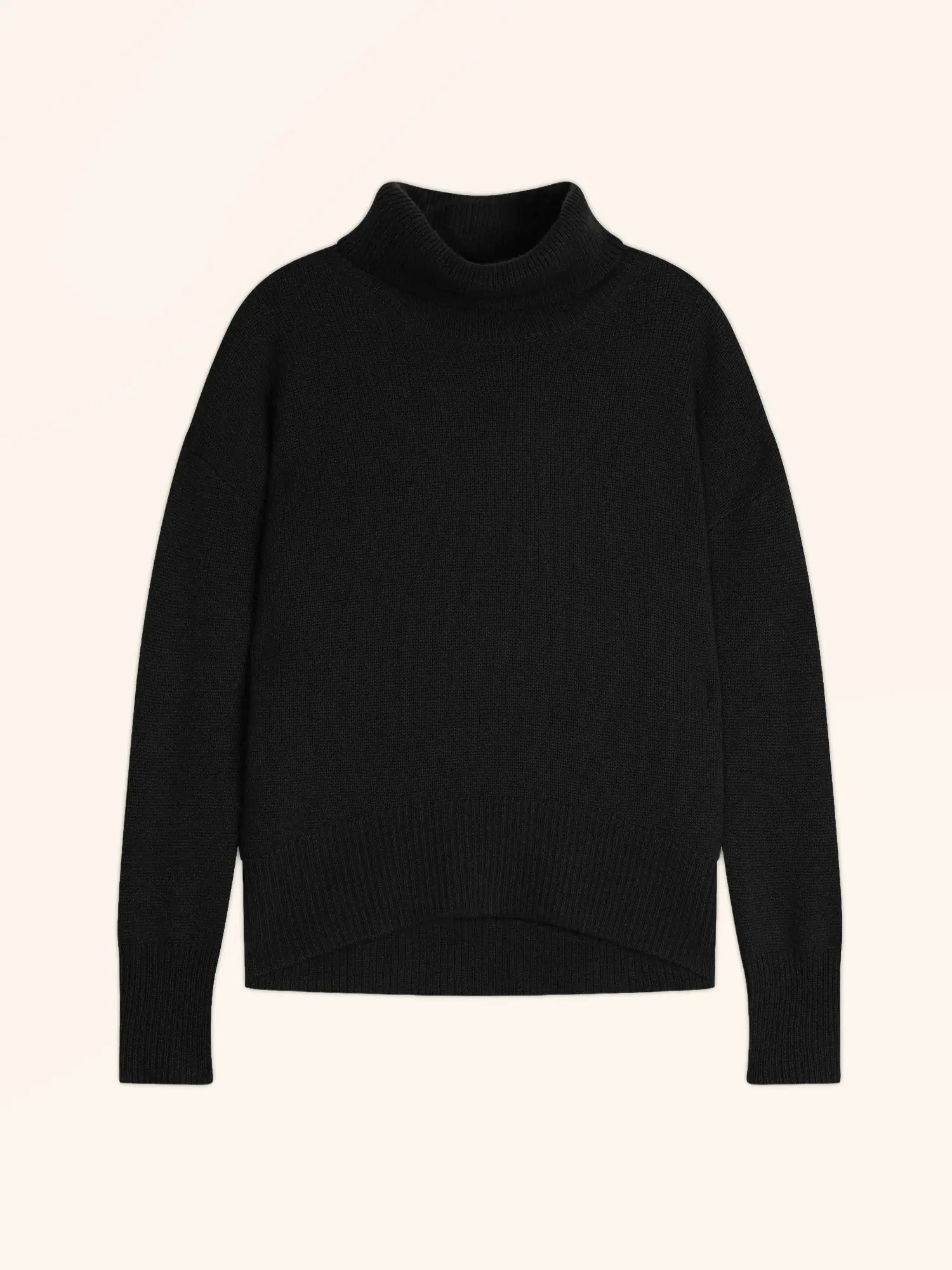 ROMANE pull col roulé 4 fils noir