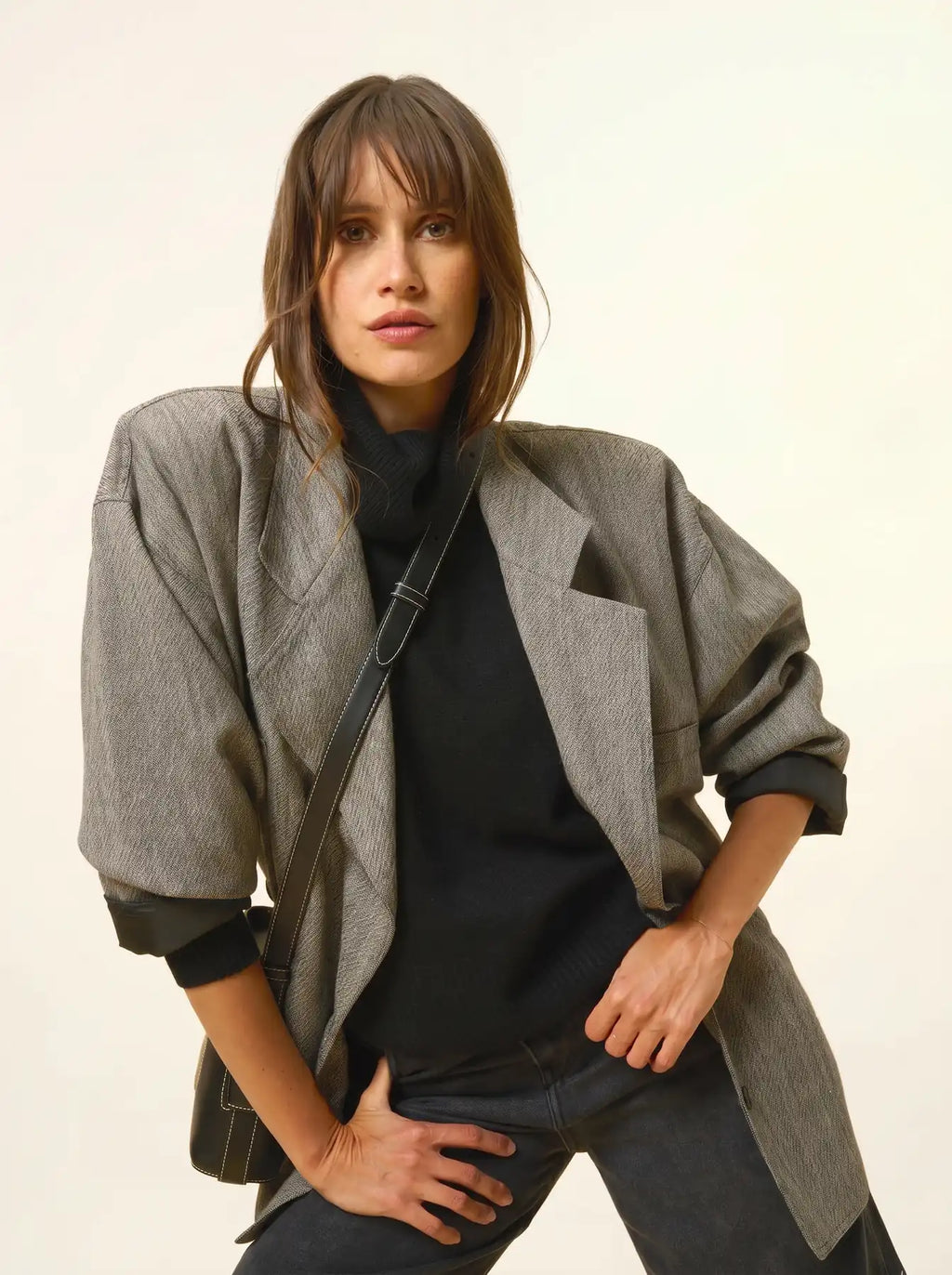 ROMANE pullover rollkragen 4-fädig schwarz
