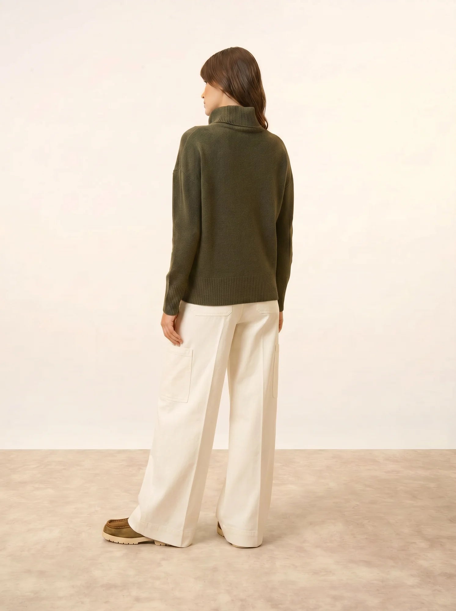 ROMANE pullover rollkragen 4-fädig khaki