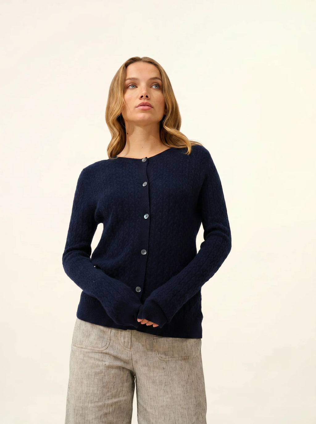 LAURA cardigan col rond bleu marine