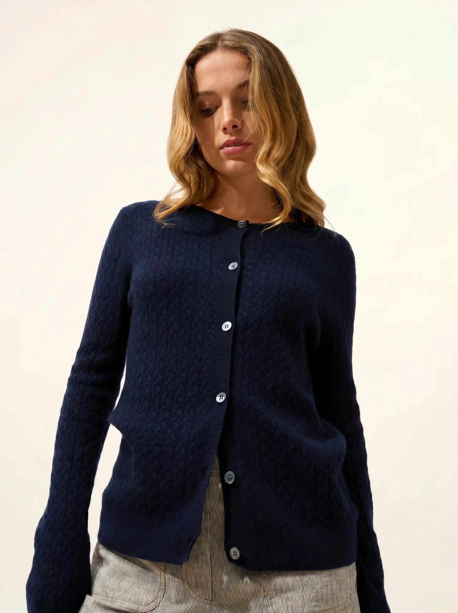 LAURA cardigan col rond bleu marine