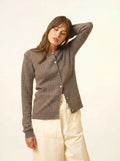 LAURA cardigan col rond taupe chiné