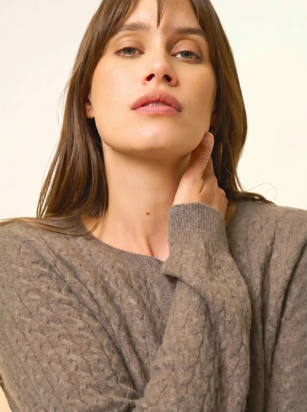 LAURA cardigan col rond taupe chiné