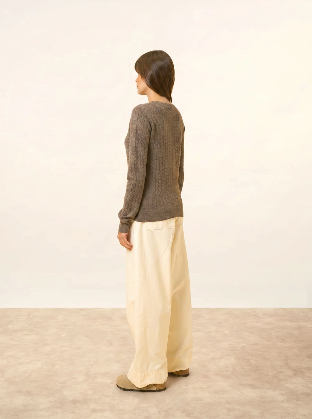 LAURA cardigan col rond taupe chiné