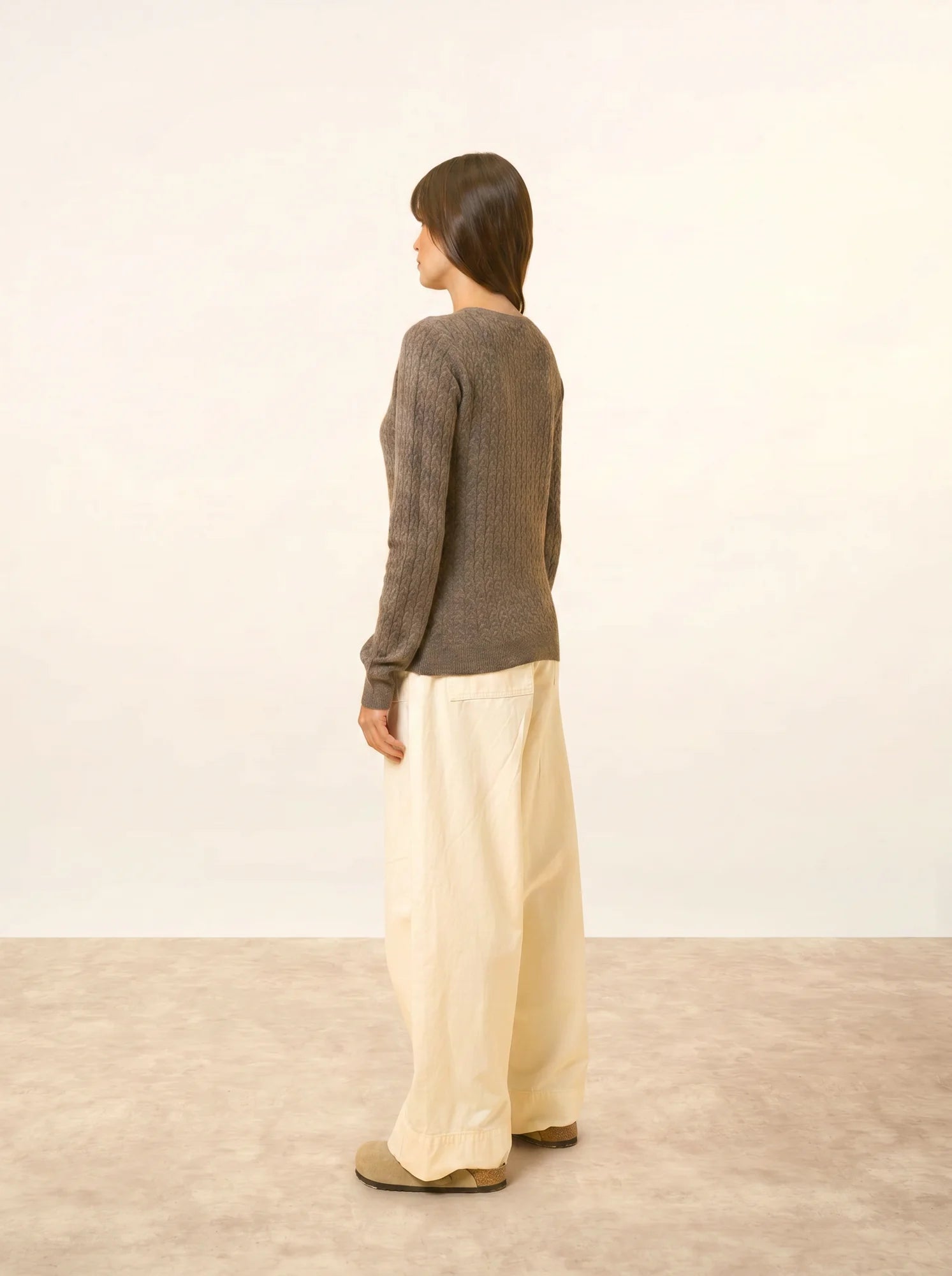 LAURA cardigan col rond taupe chiné