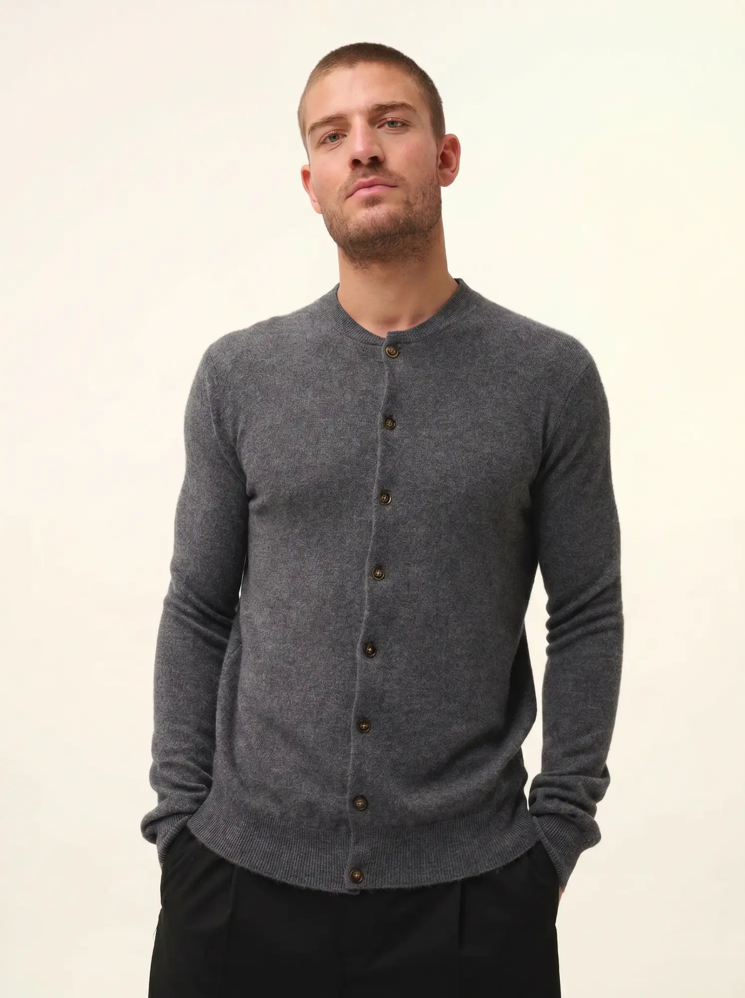 ANAIS cardigan col rond anthracite chiné