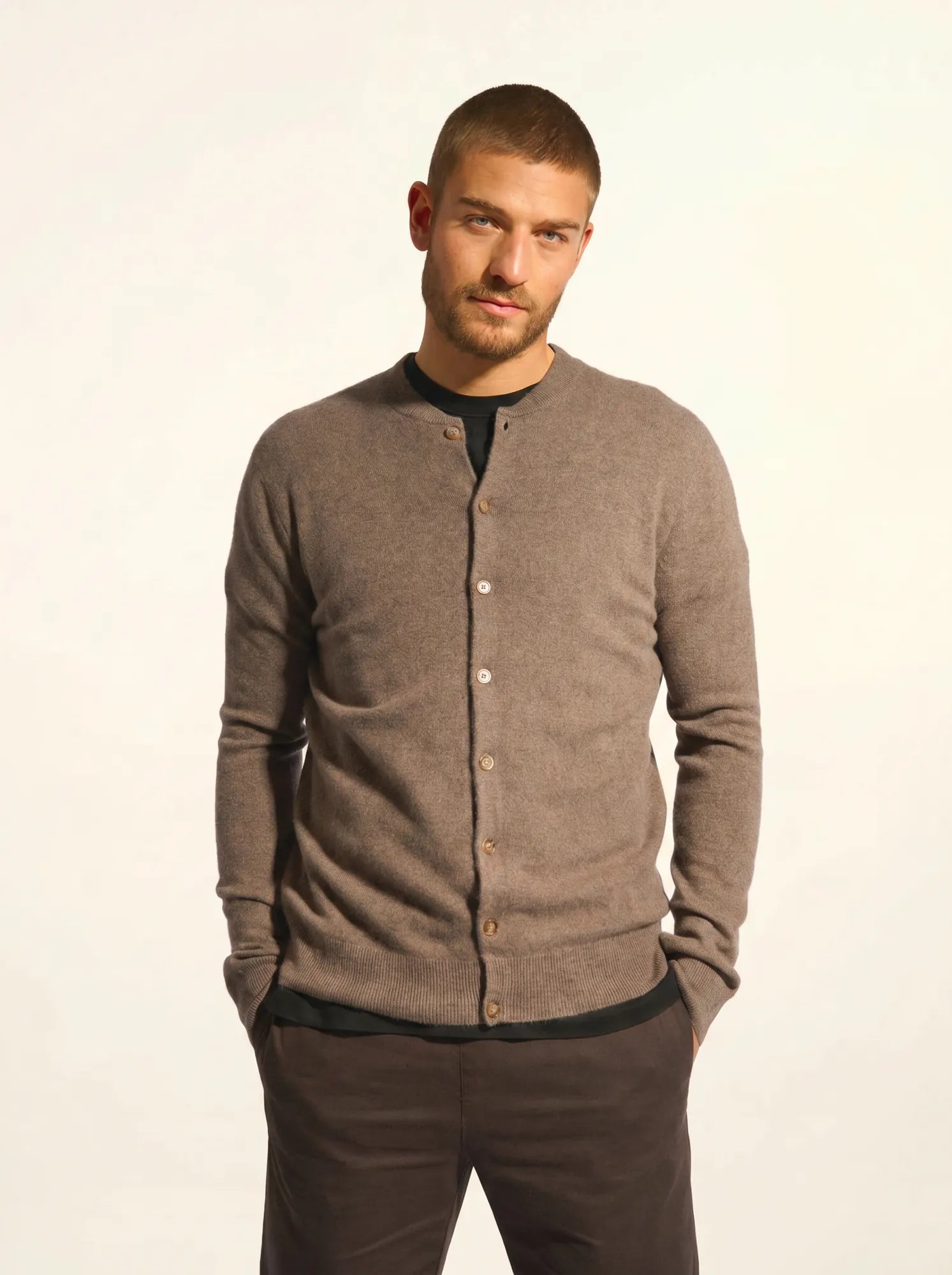 ANAIS cardigan col rond taupe chiné