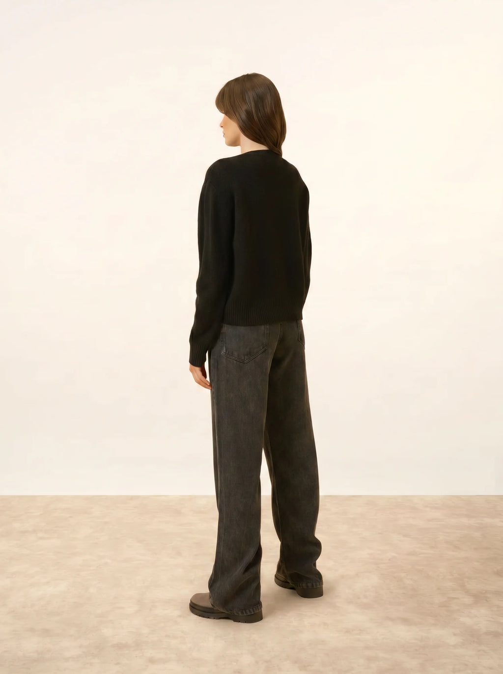MARGAUX pullover rundhalsausschnitt 6-fädig schwarz