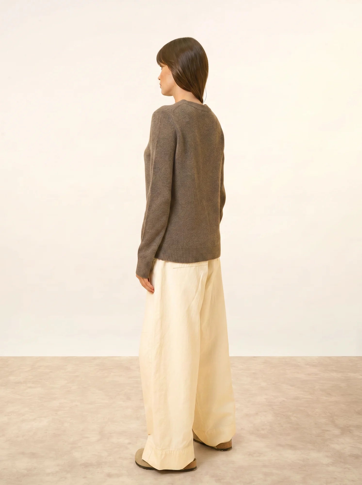 LEXINI pullover rundhalsausschnitt 4-fädig taupe meliert