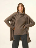 MADDIE jacke lang offen schalkragen taupe meliert