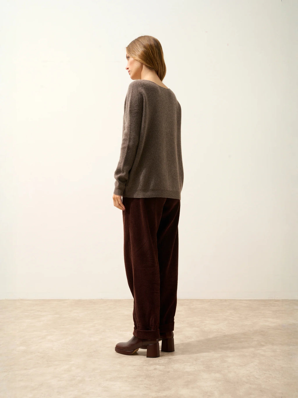 ARIANA pullover u-boot-ausschnitt taupe meliert