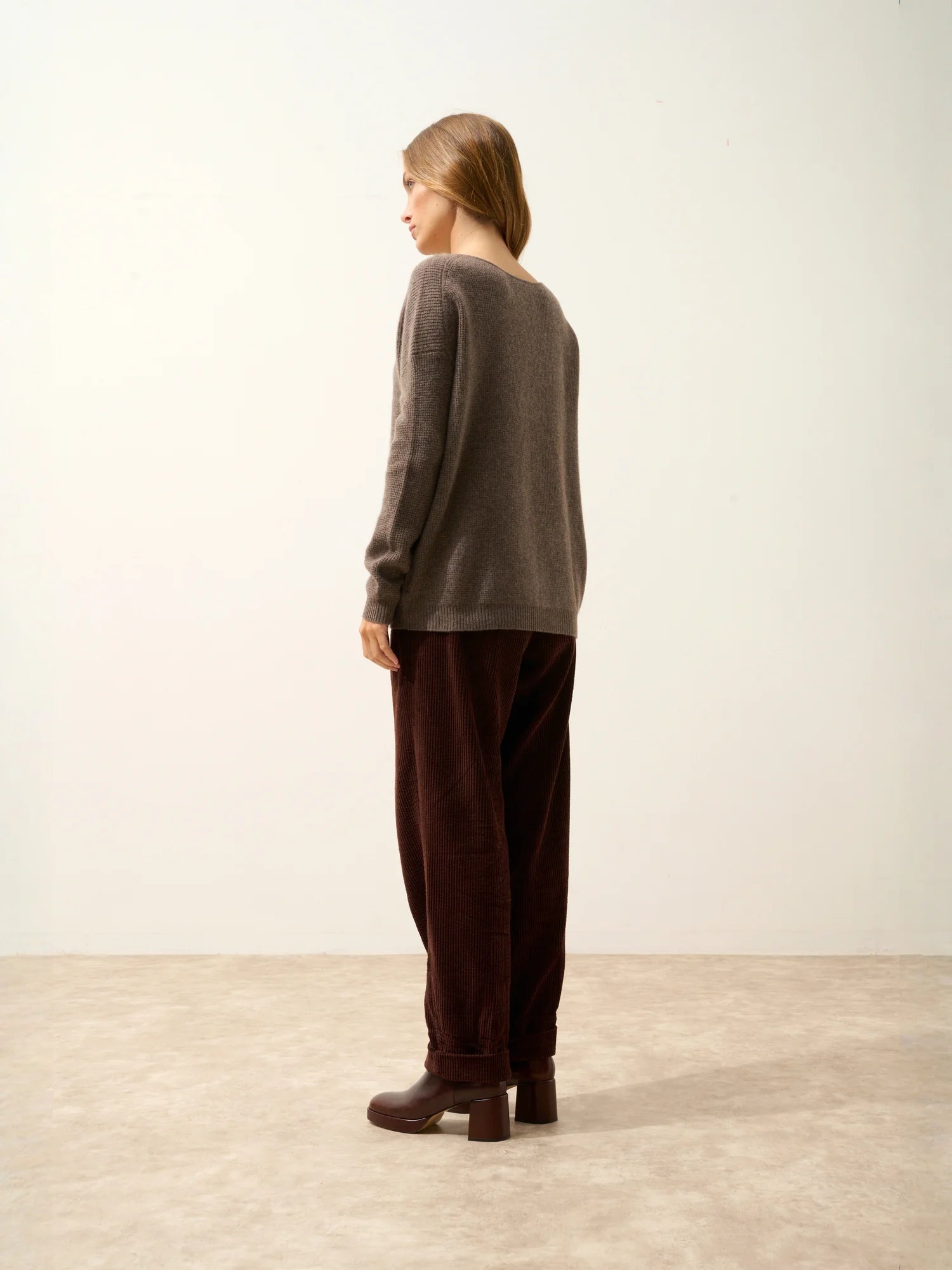 ARIANA pullover u-boot-ausschnitt taupe meliert