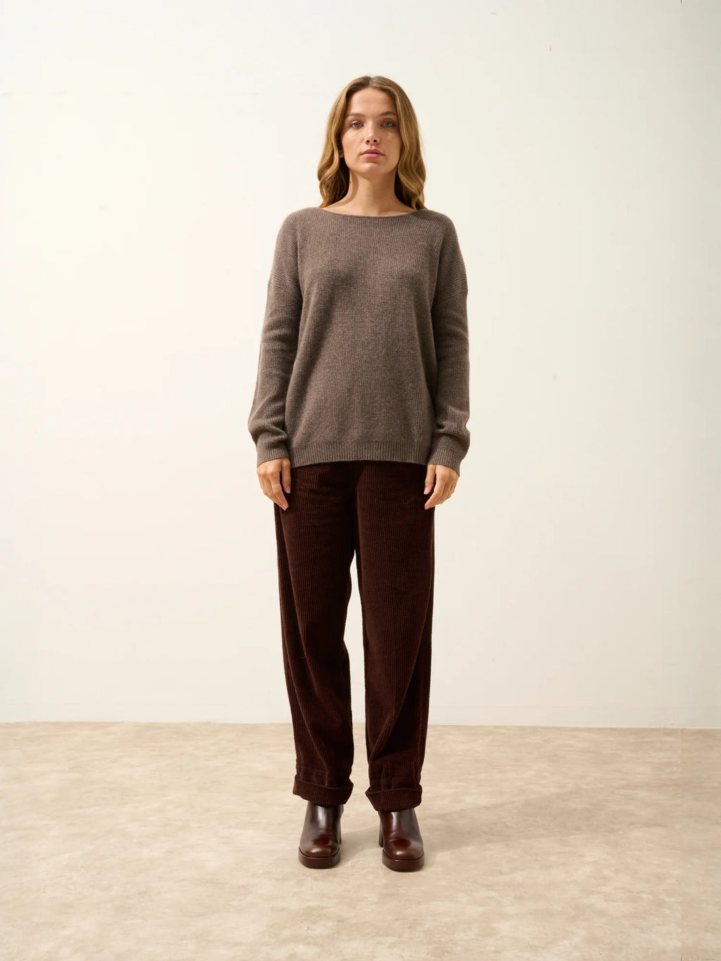 ARIANA pullover u-boot-ausschnitt taupe meliert