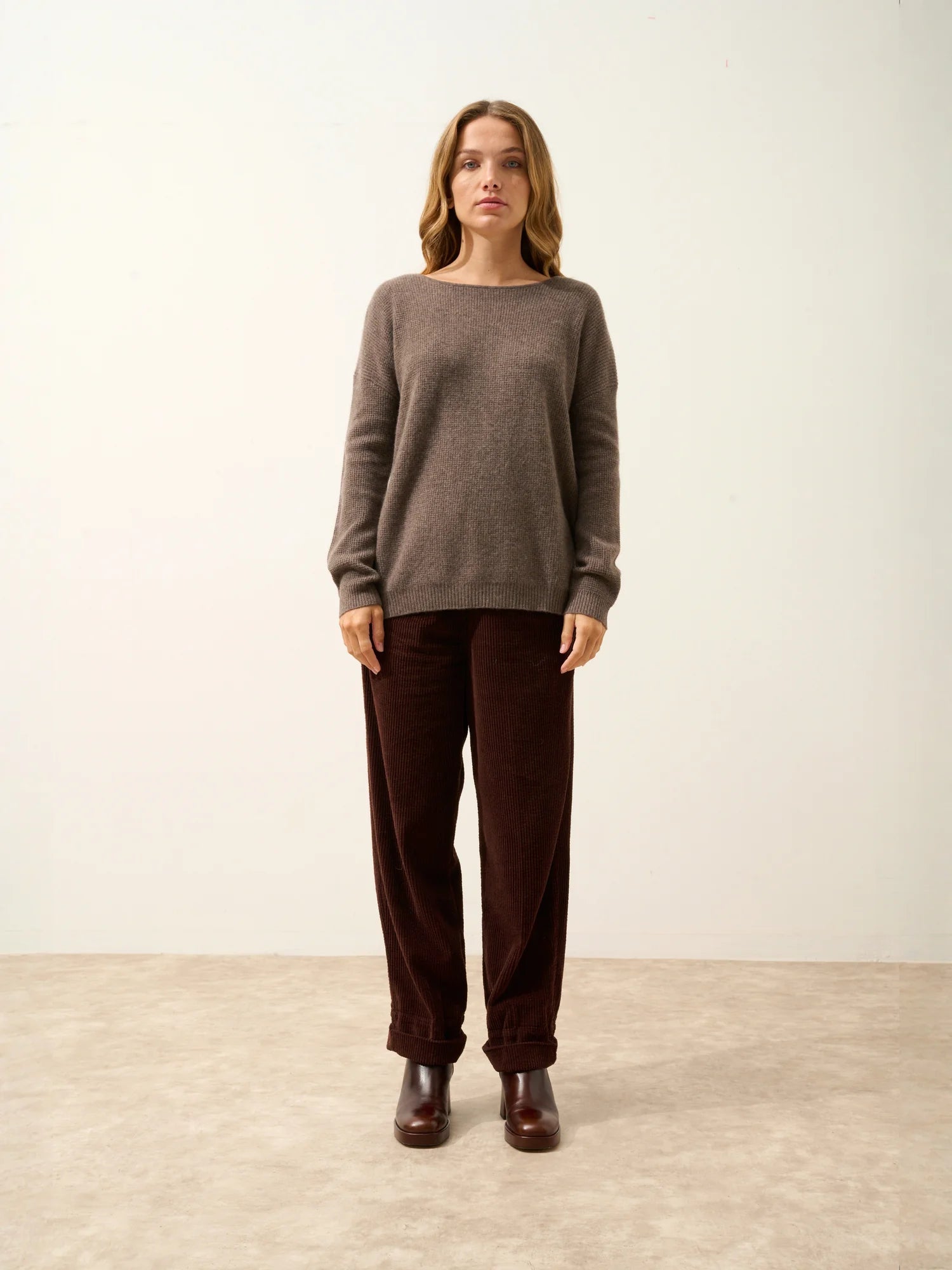 ARIANA pullover u-boot-ausschnitt taupe meliert