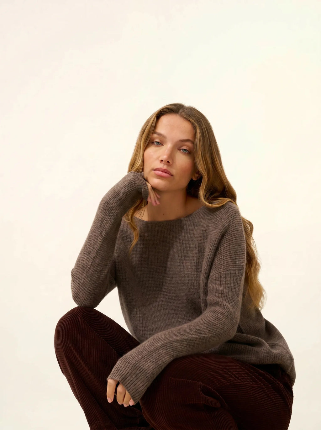 ARIANA pullover u-boot-ausschnitt taupe meliert