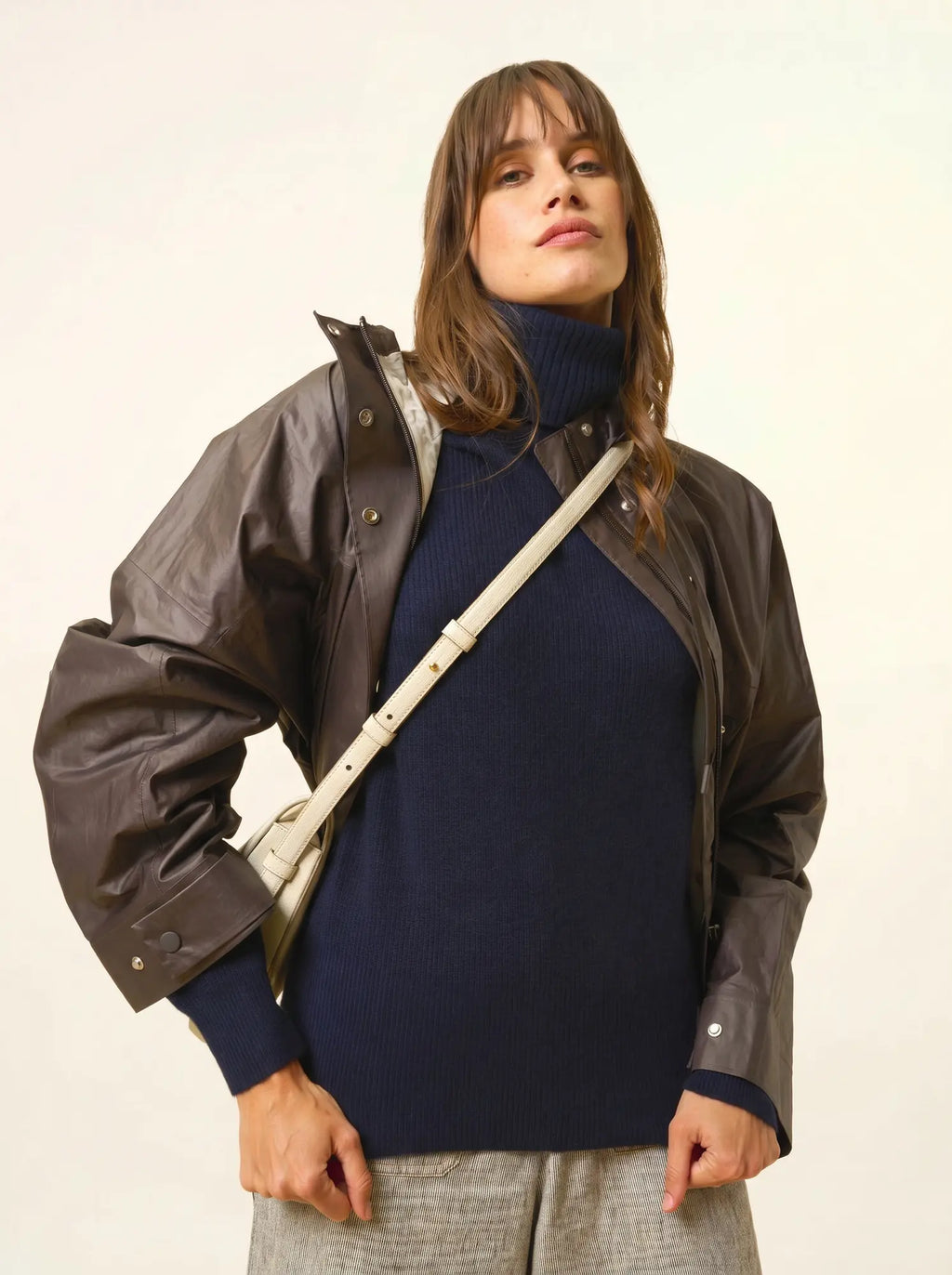 BILL pull col roulé bleu marine