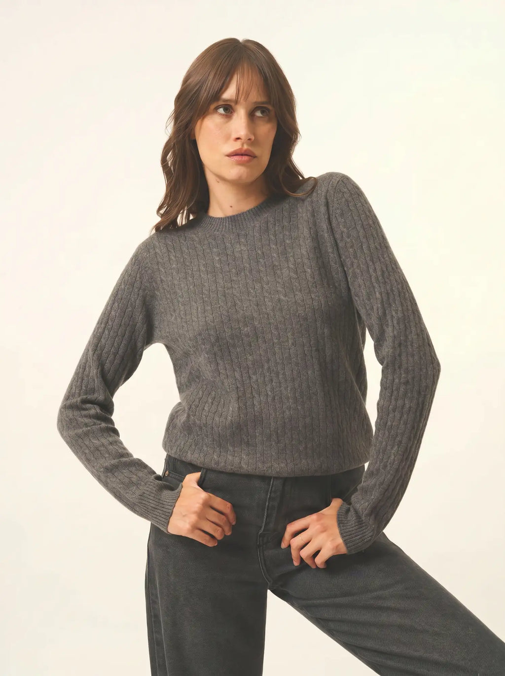 JADE pullover rundhalsausschnitt anthrazit meliert