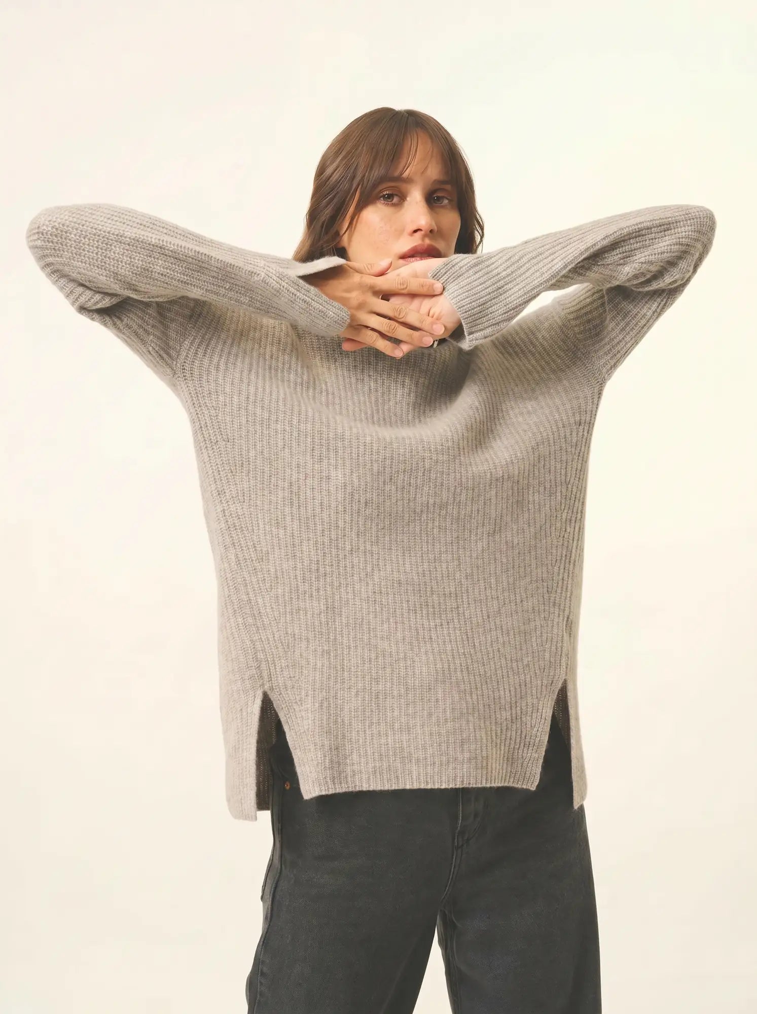 LOUISE pull col montant 4 fils nuage chiné