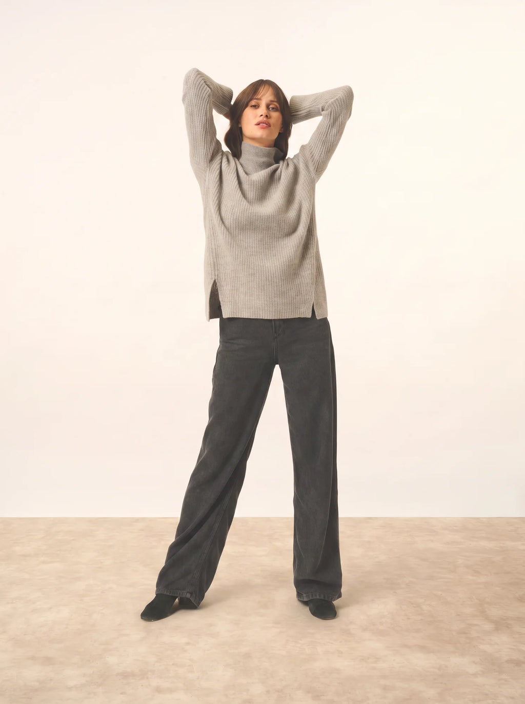 LOUISE pull col montant 4 fils nuage chiné
