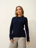 ALICE pull col rond 4 fils bleu marine