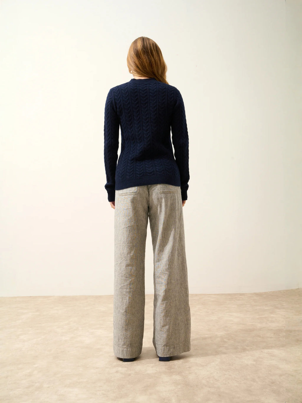 ALICE pull col rond 4 fils bleu marine