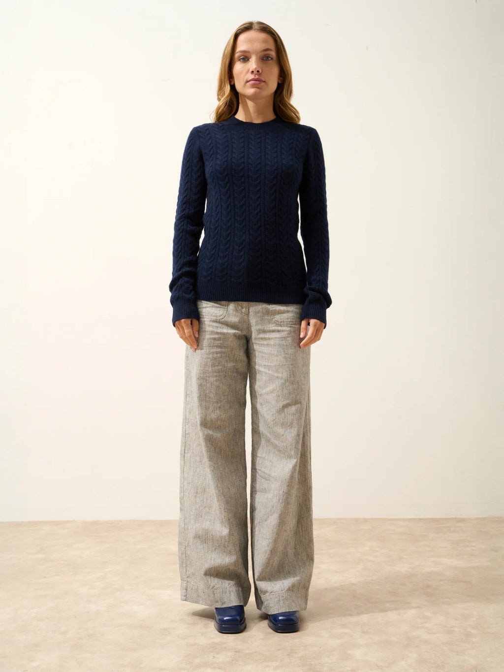 ALICE pull col rond 4 fils bleu marine