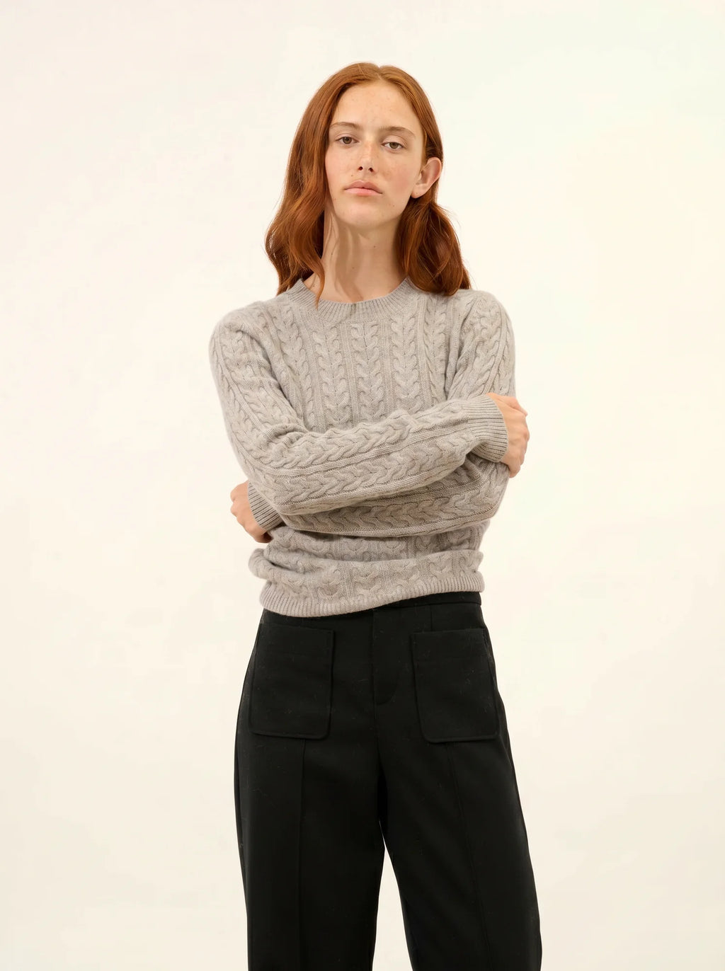 ALICE pullover rundhalsausschnitt 4-fädig wolke meliert