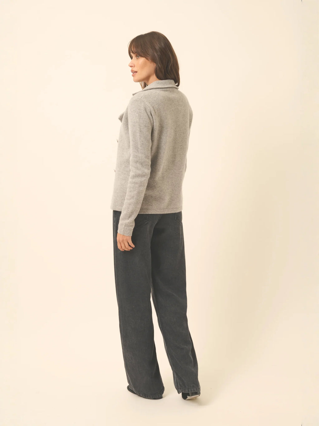 CHLOE veste boutonnée col tailleur 4 fils nuage chiné