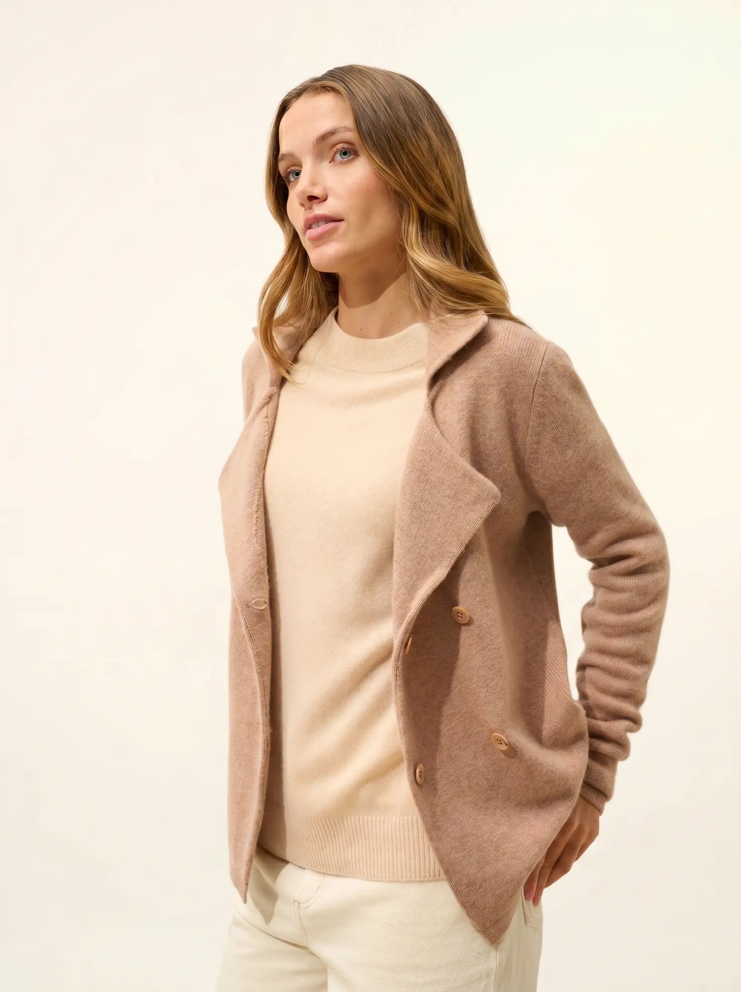 CHLOE jacke geknöpft col tailleur 4-fädig camel meliert