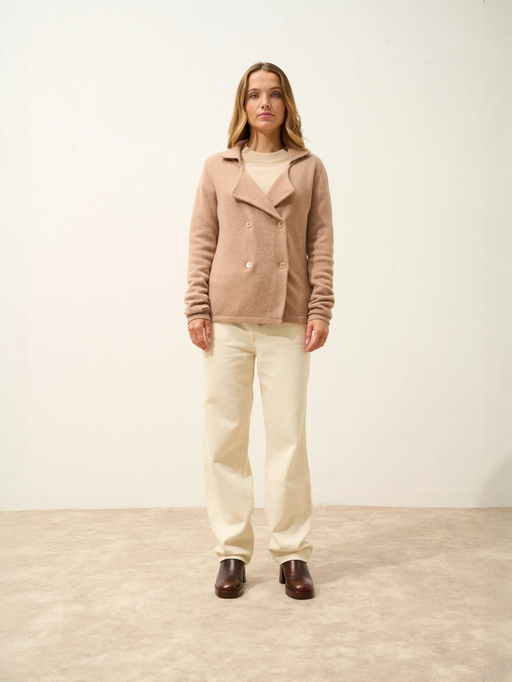 CHLOE jacke geknöpft col tailleur 4-fädig camel meliert