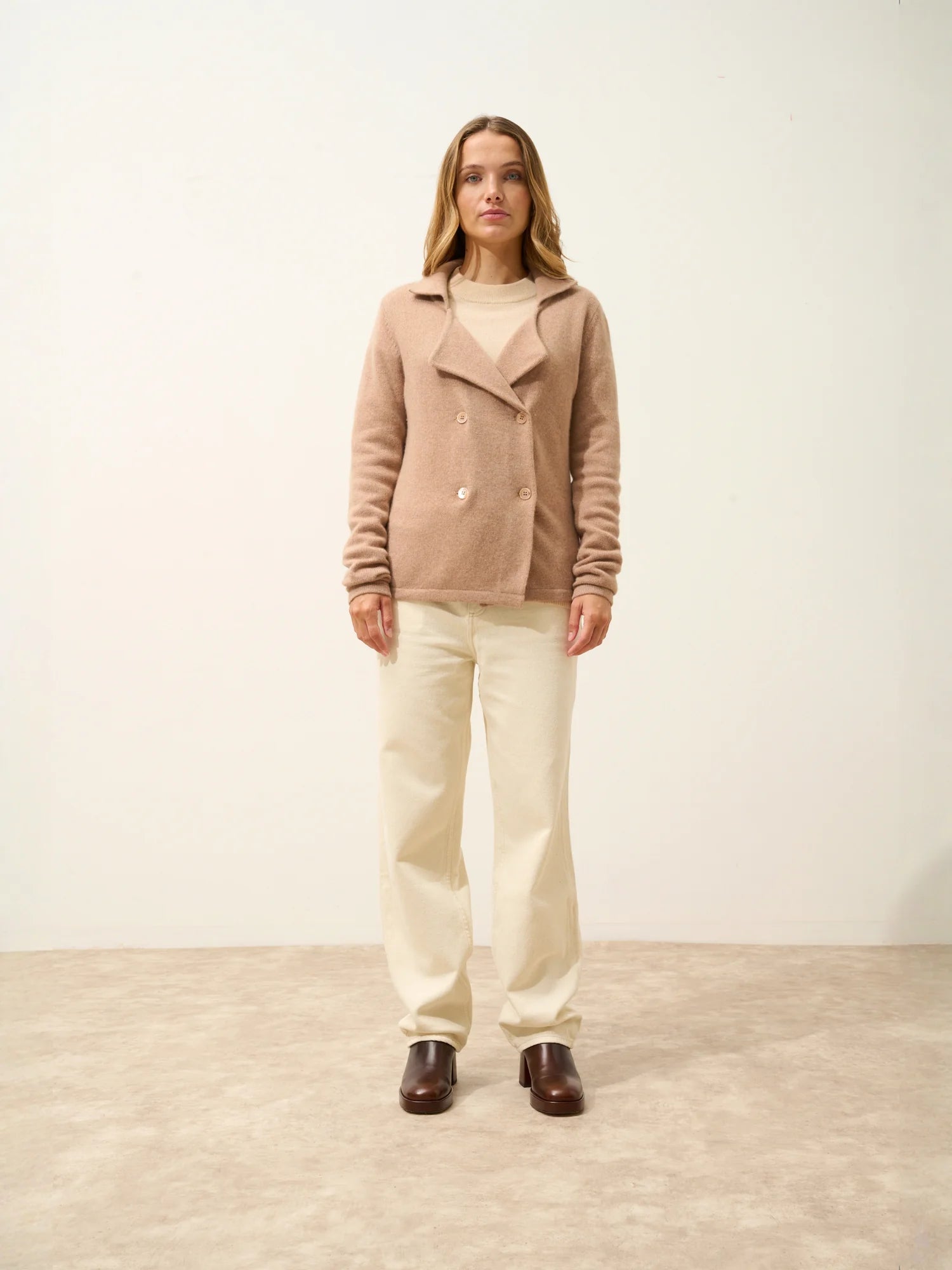 CHLOE jacke geknöpft col tailleur 4-fädig camel meliert