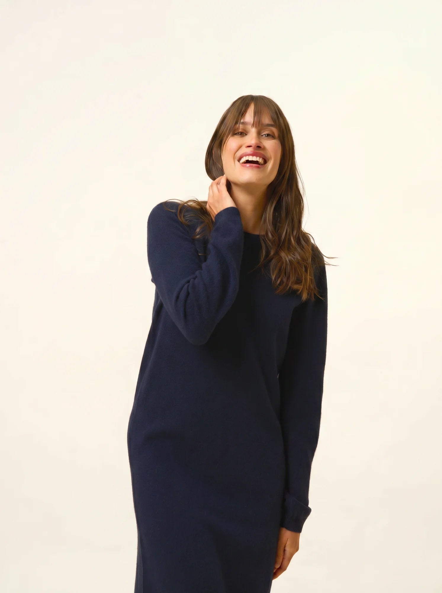 LINA robe col rond bleu marine