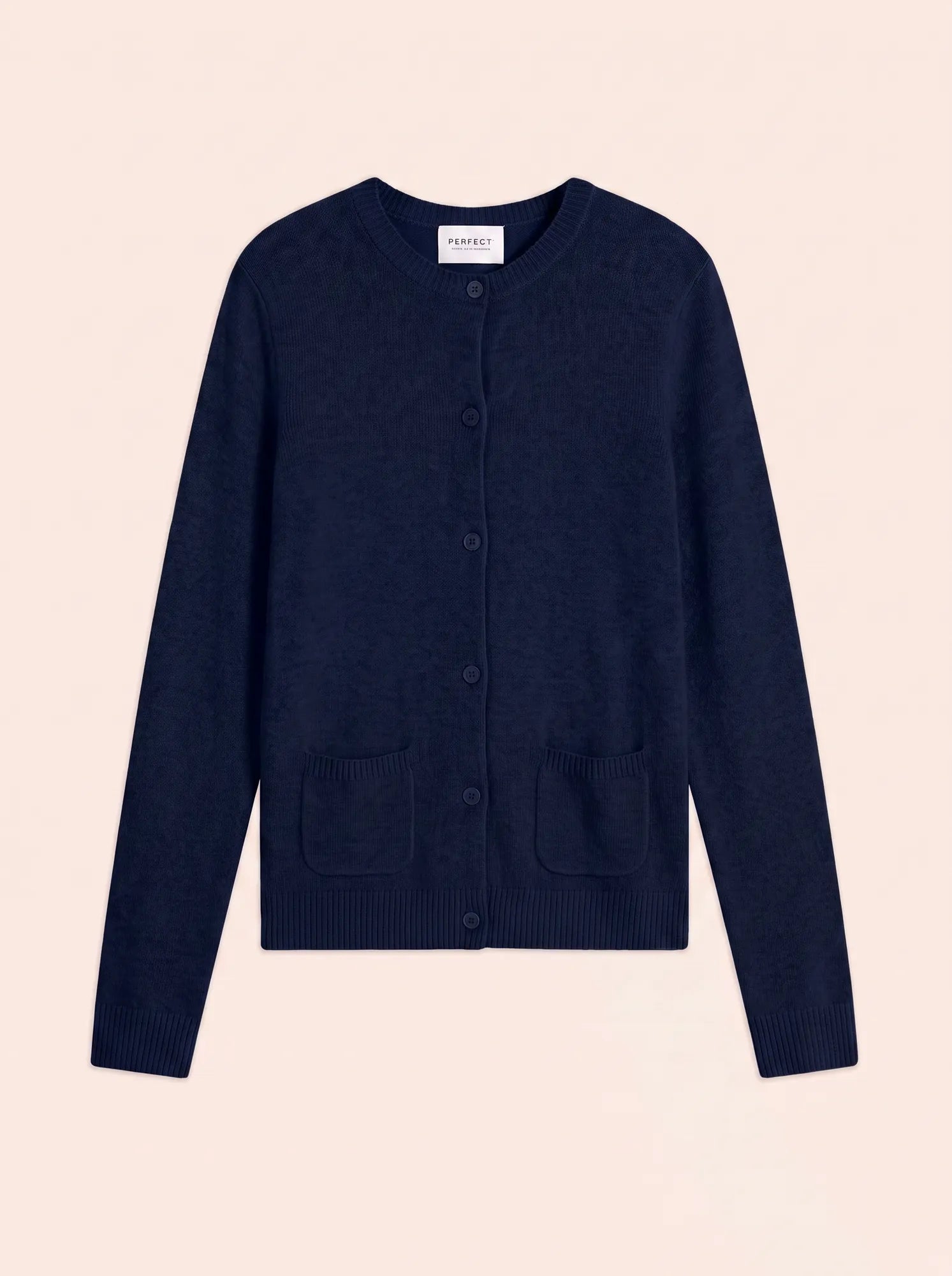 ROSE strickjacke rundhalsausschnitt 4-fädig marineblau