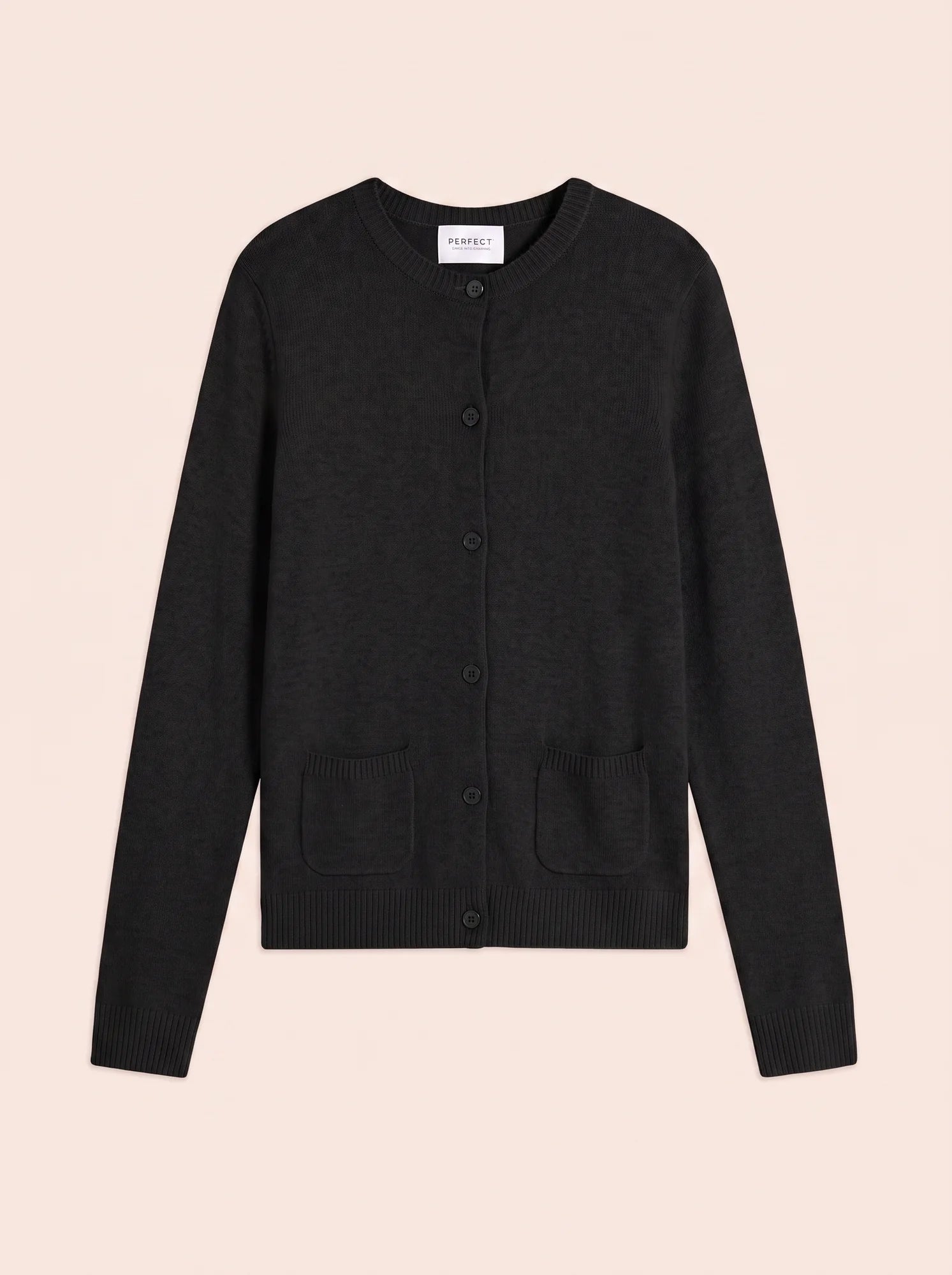 ROSE strickjacke rundhalsausschnitt 4-fädig schwarz