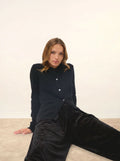 ROSE cardigan col rond 4 fils noir