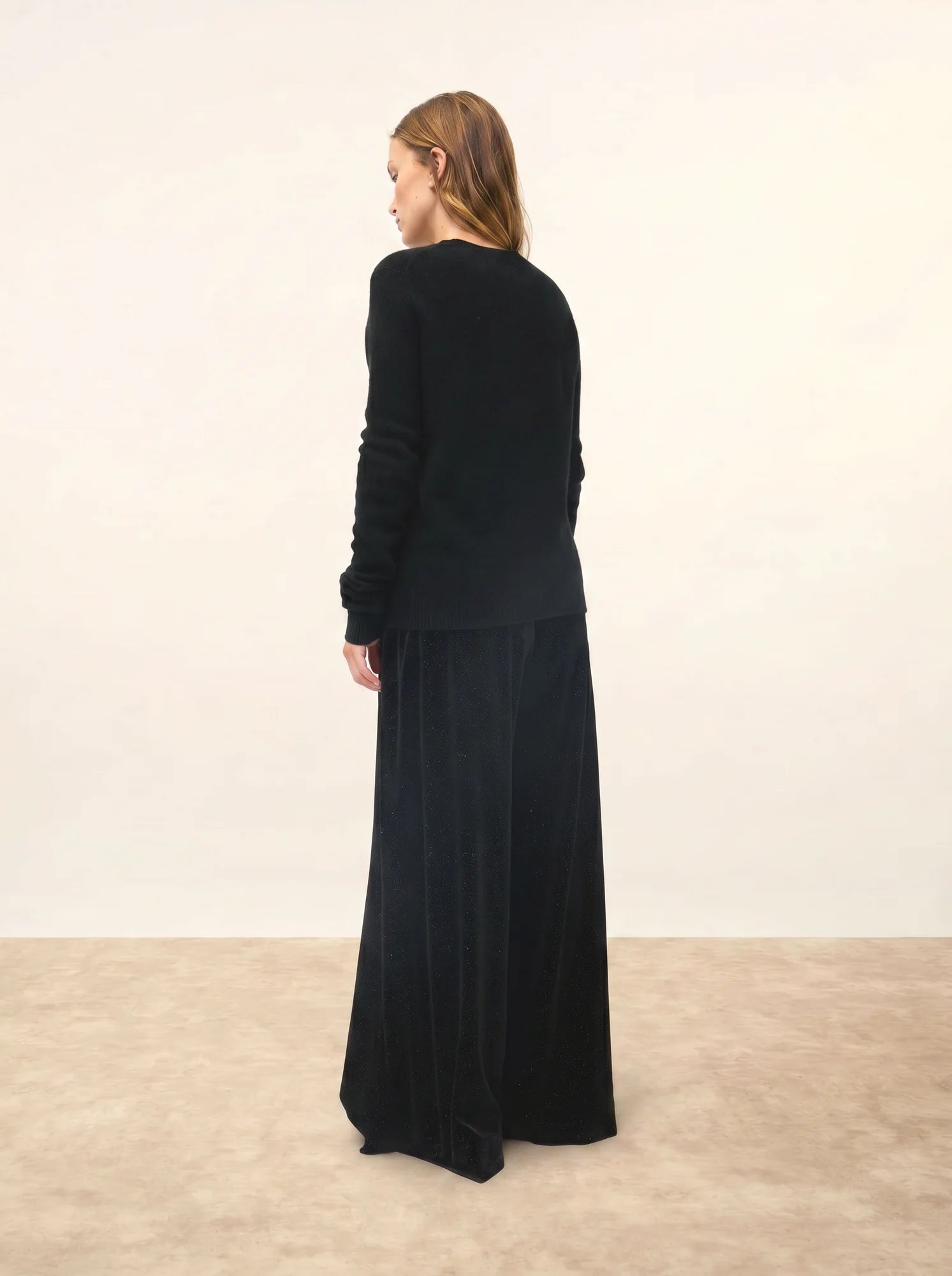 ROSE strickjacke rundhalsausschnitt 4-fädig schwarz